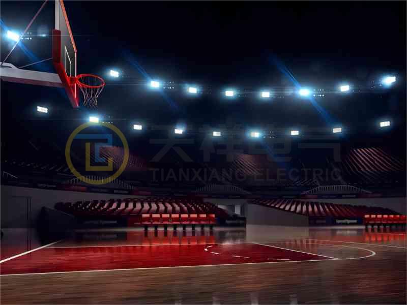 How should the basketball court floodlights be arranged?