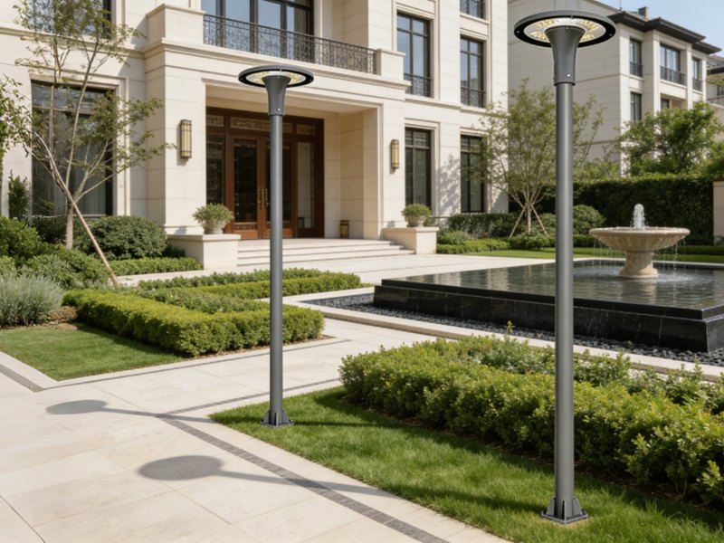 Why do high-end residential communities favor minimalist garden lighting?