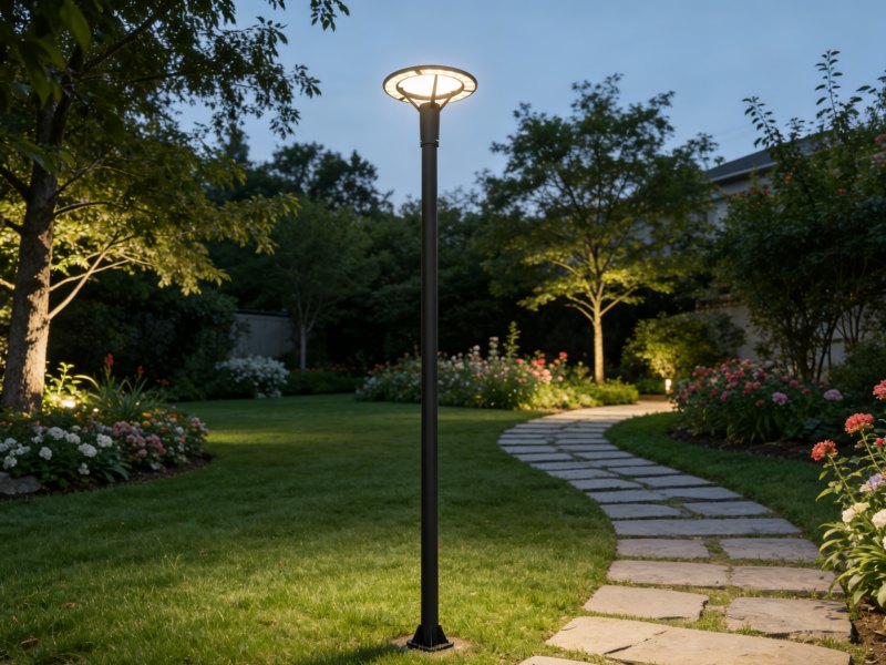 What are the key components of an LED landscape garden light?