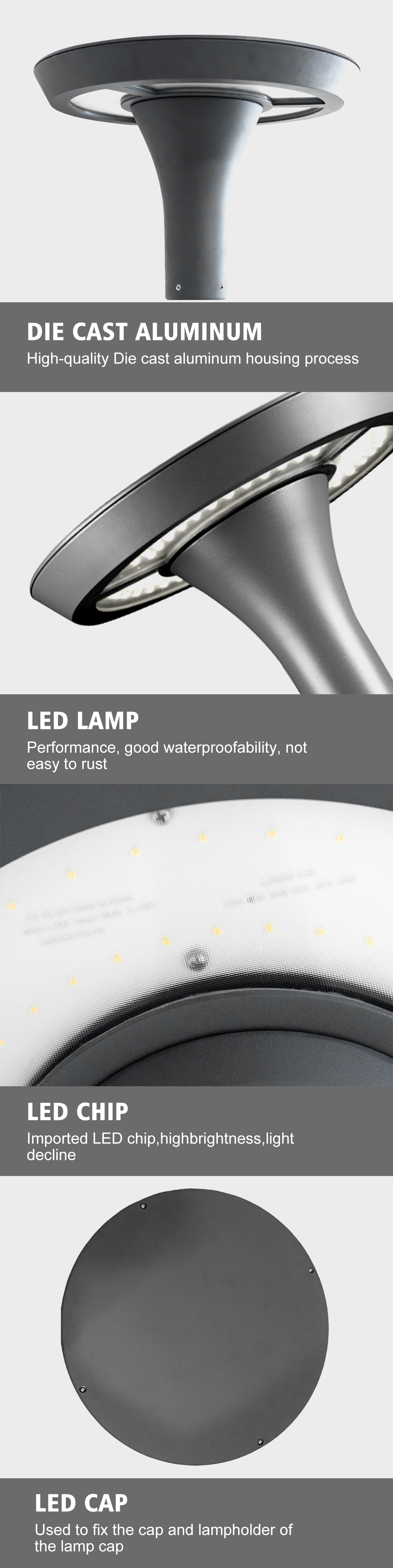 LED Modern Outdoor Lighting Post Aluminum