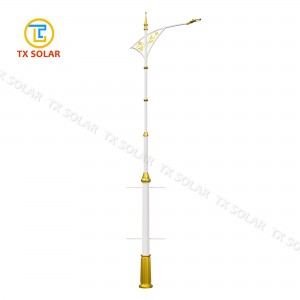 Single-Arm Hollow Pattern Decorative Lamp Pole With Poster