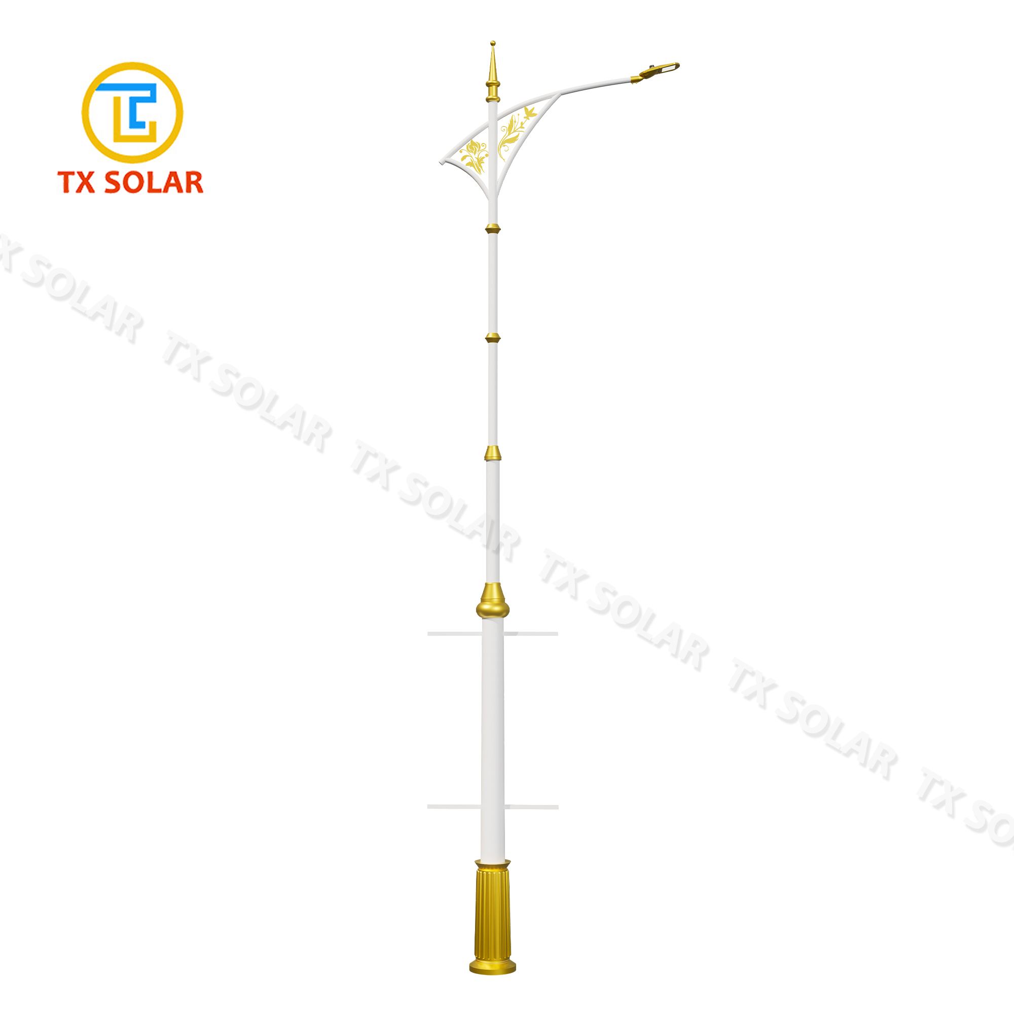 Single-Arm Hollow Pattern Decorative Lamp Pole With Poster
